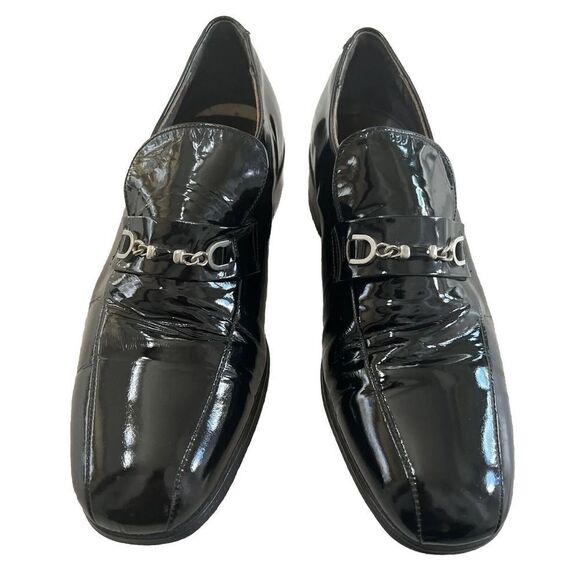 Vintage Hanover Black Dress Shoes Loafer With Gold Accent.‎ Size 10 Leather. - Picture 1 of 7
